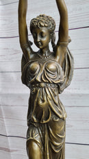 Hot Cast Bronze Sculpture of Greek Temple Priestess Holding Vessel