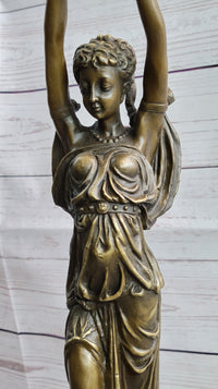 Hot Cast Bronze Sculpture of Greek Temple Priestess Holding Vessel