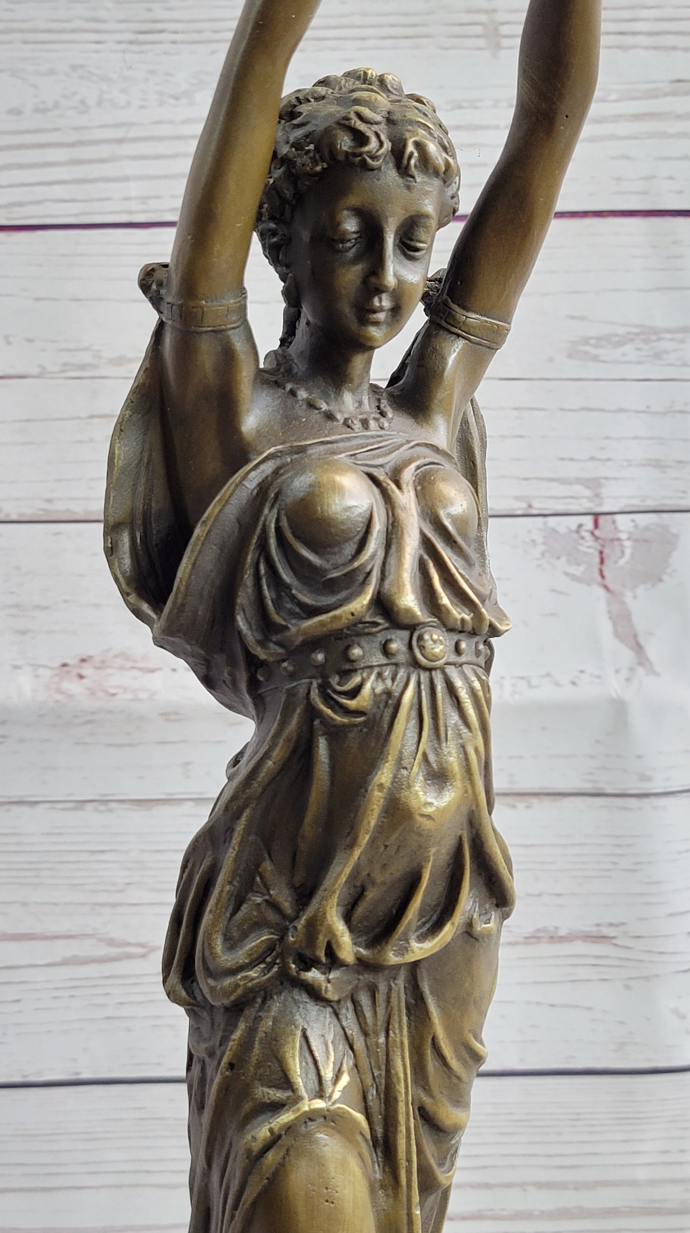 Hot Cast Bronze Sculpture of Greek Temple Priestess Holding Vessel