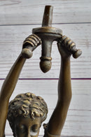 Hot Cast Bronze Sculpture of Greek Temple Priestess Holding Vessel