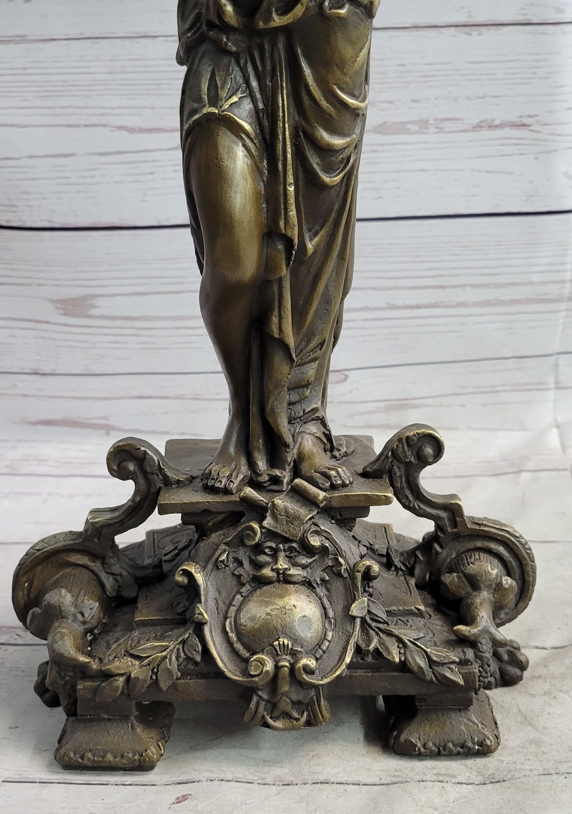 Hot Cast Bronze Sculpture of Greek Temple Priestess Holding Vessel