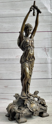 Hot Cast Bronze Sculpture of Greek Temple Priestess Holding Vessel