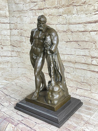 Farnese Hercules by Glykon Greek Roman Sculpture Statue Nude Male Figure 18" x 10"