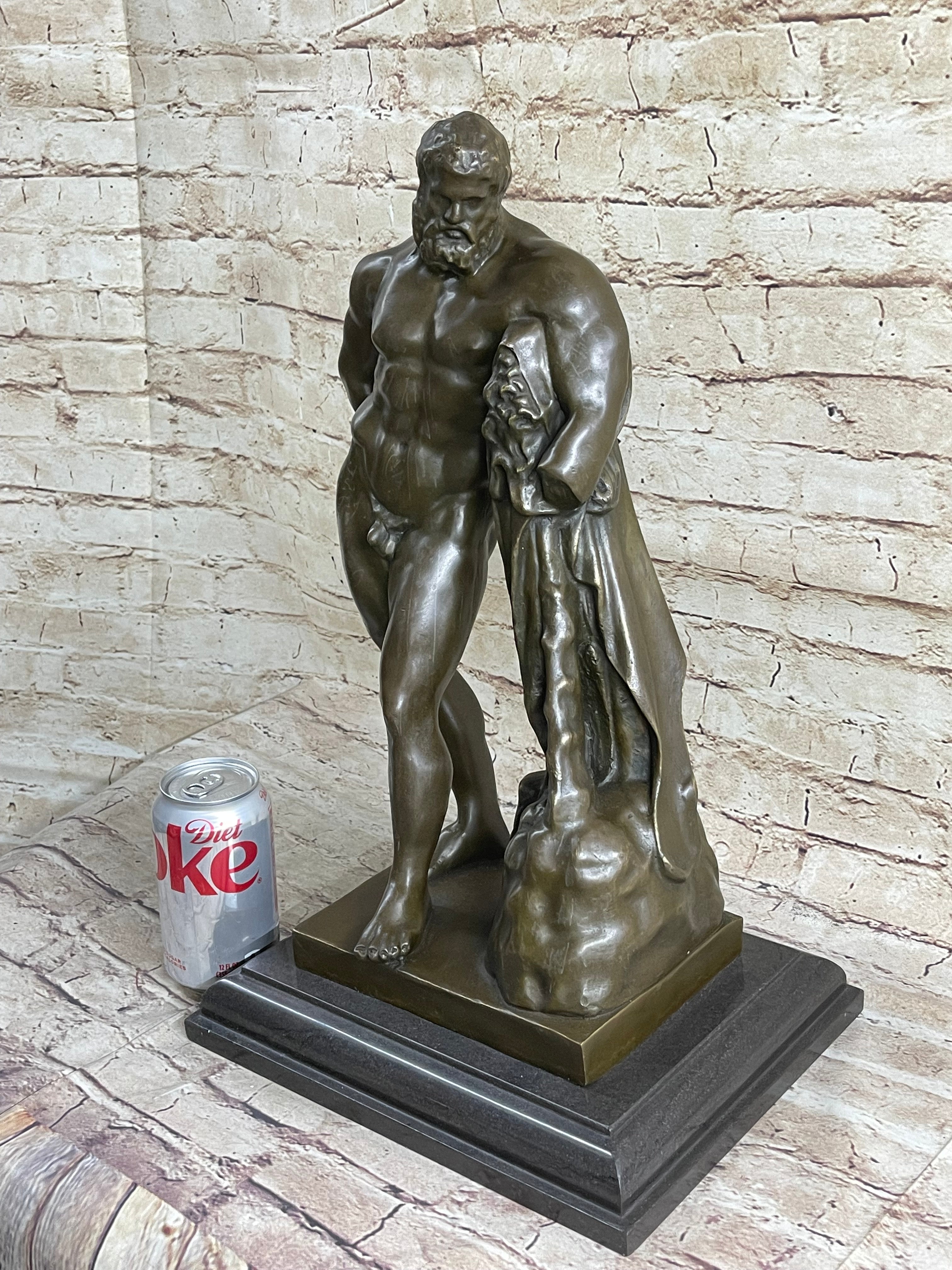 Farnese Hercules by Glykon Greek Roman Sculpture Statue Nude Male Figure 18" x 10"