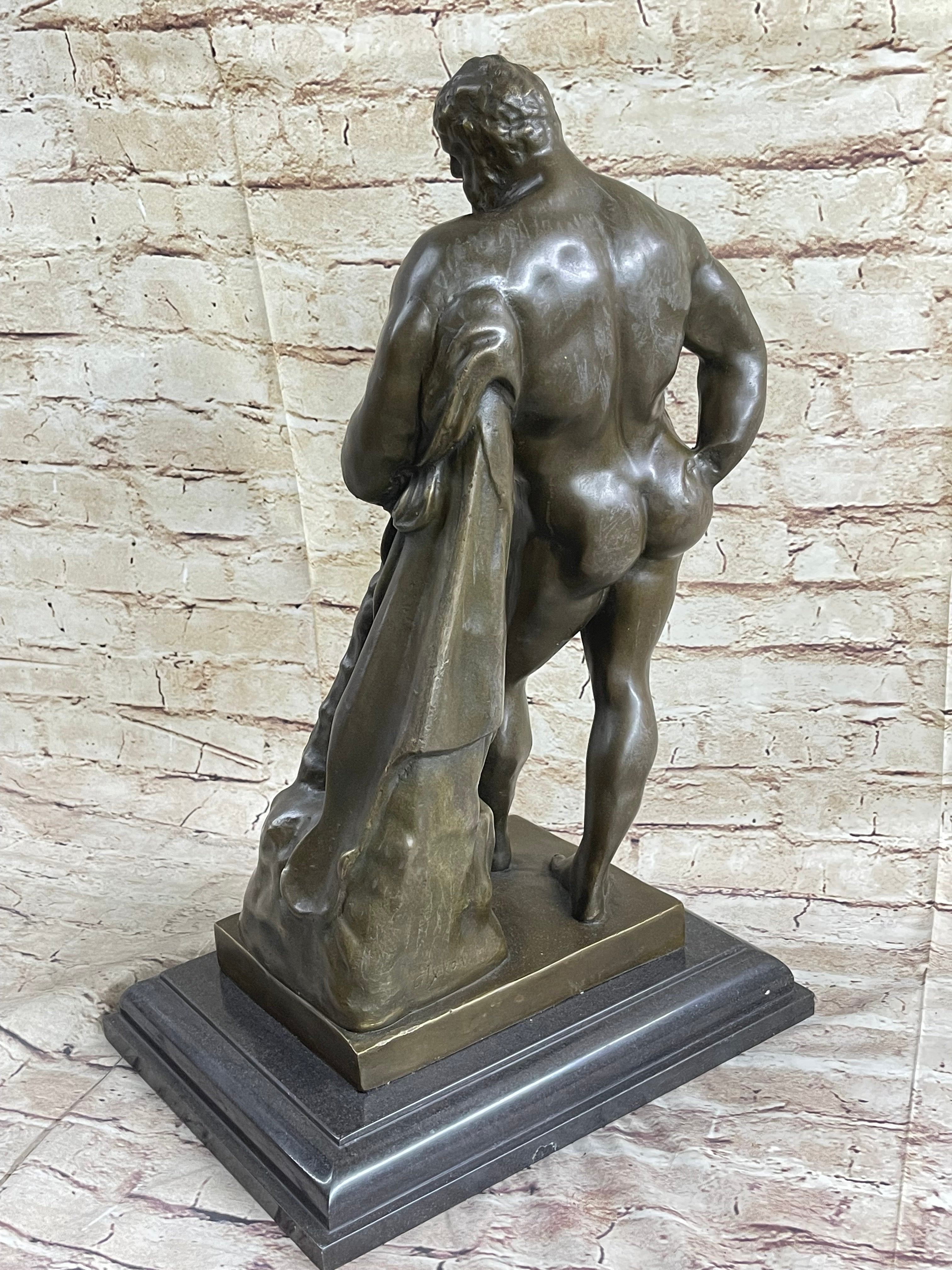 Farnese Hercules by Glykon Greek Roman Sculpture Statue Nude Male Figure 18" x 10"