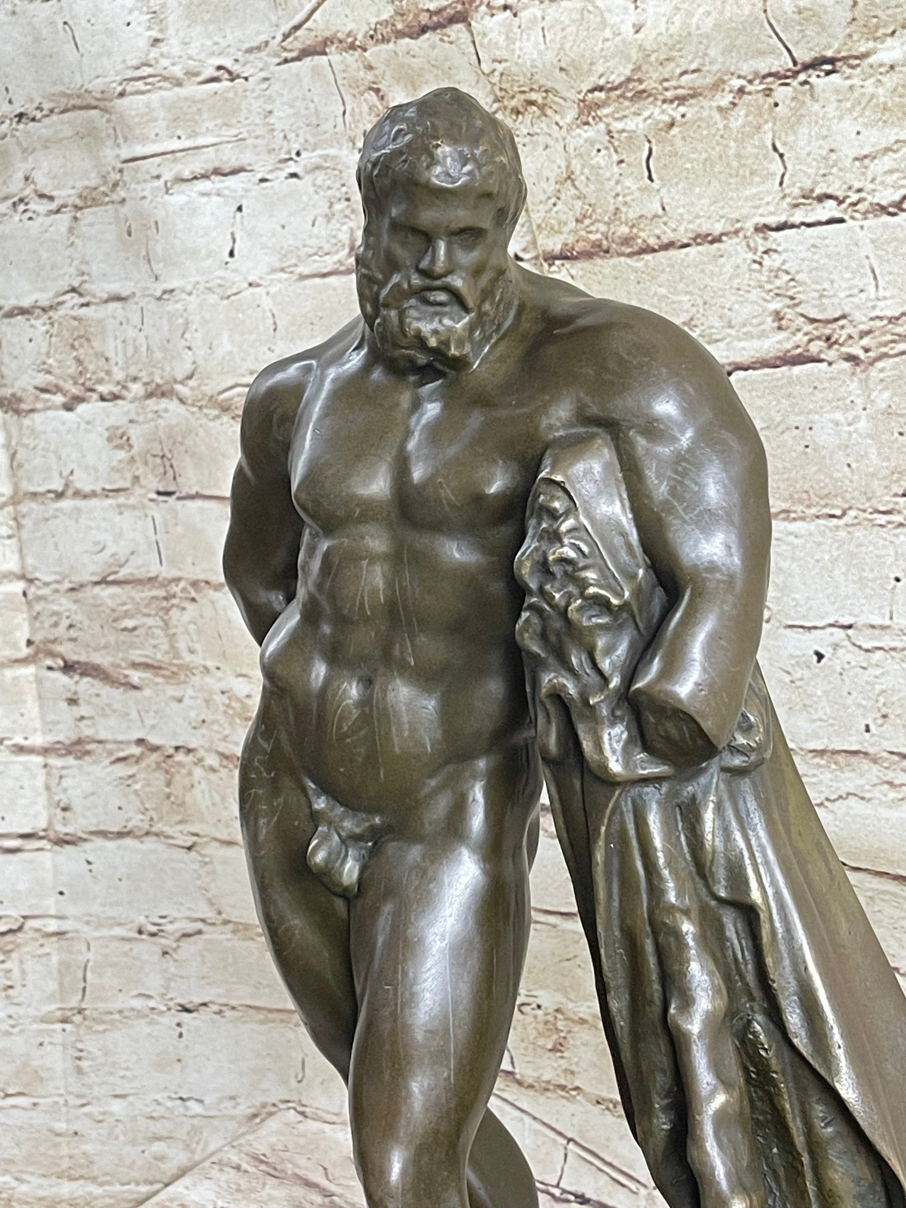 Farnese Hercules by Glykon Greek Roman Sculpture Statue Nude Male Figure 18" x 10"