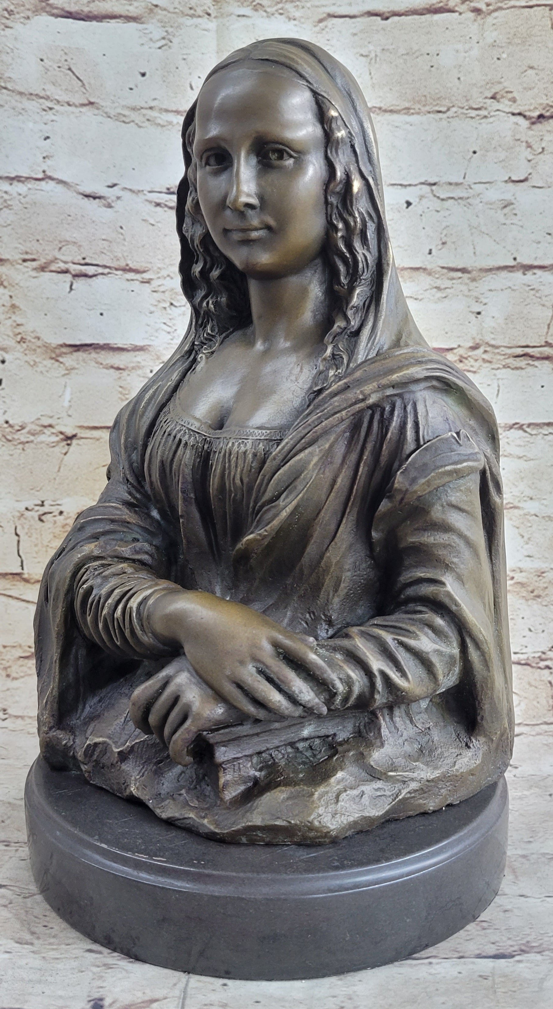 Mona Lisa Bronze Bust after Leonardo Da Vinci 14" x 8"