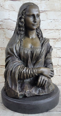 Mona Lisa Bronze Bust after Leonardo Da Vinci 14" x 8"