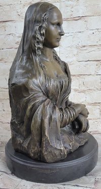 Mona Lisa Bronze Bust after Leonardo Da Vinci 14" x 8"