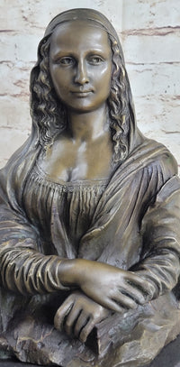 Mona Lisa Bronze Bust after Leonardo Da Vinci 14" x 8"
