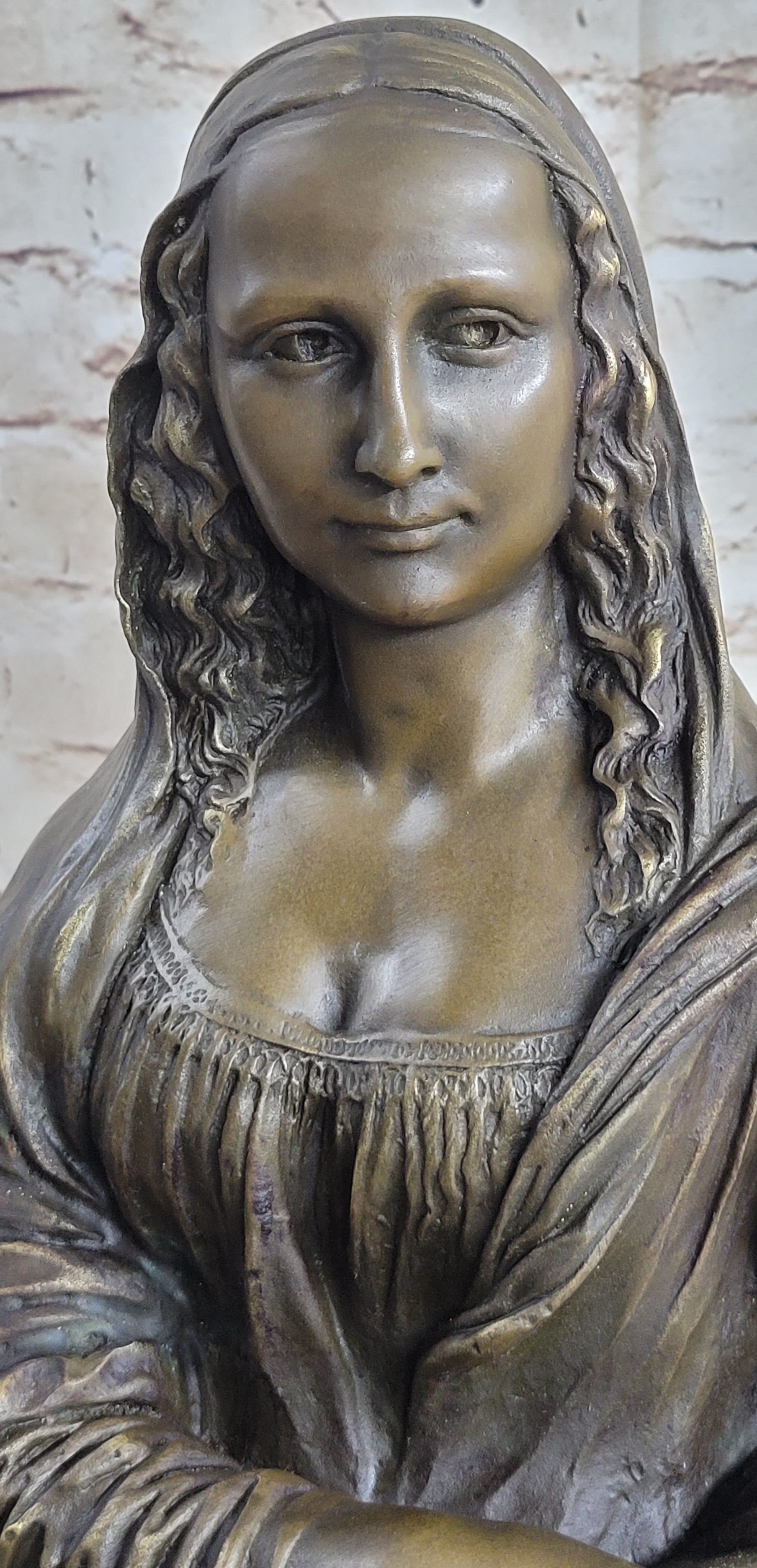 Mona Lisa Bronze Bust after Leonardo Da Vinci 14" x 8"