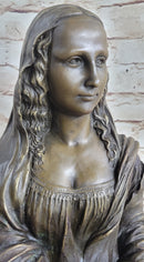 Mona Lisa Bronze Bust after Leonardo Da Vinci 14" x 8"