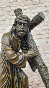 Bronze Jesus Carrying the Cross on Marble Base