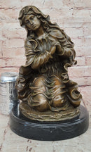 Signed Canova Virgin Mary Praying Bronze Sculpture