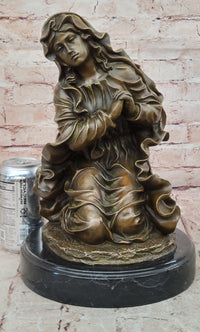 Signed Canova Virgin Mary Praying Bronze Sculpture