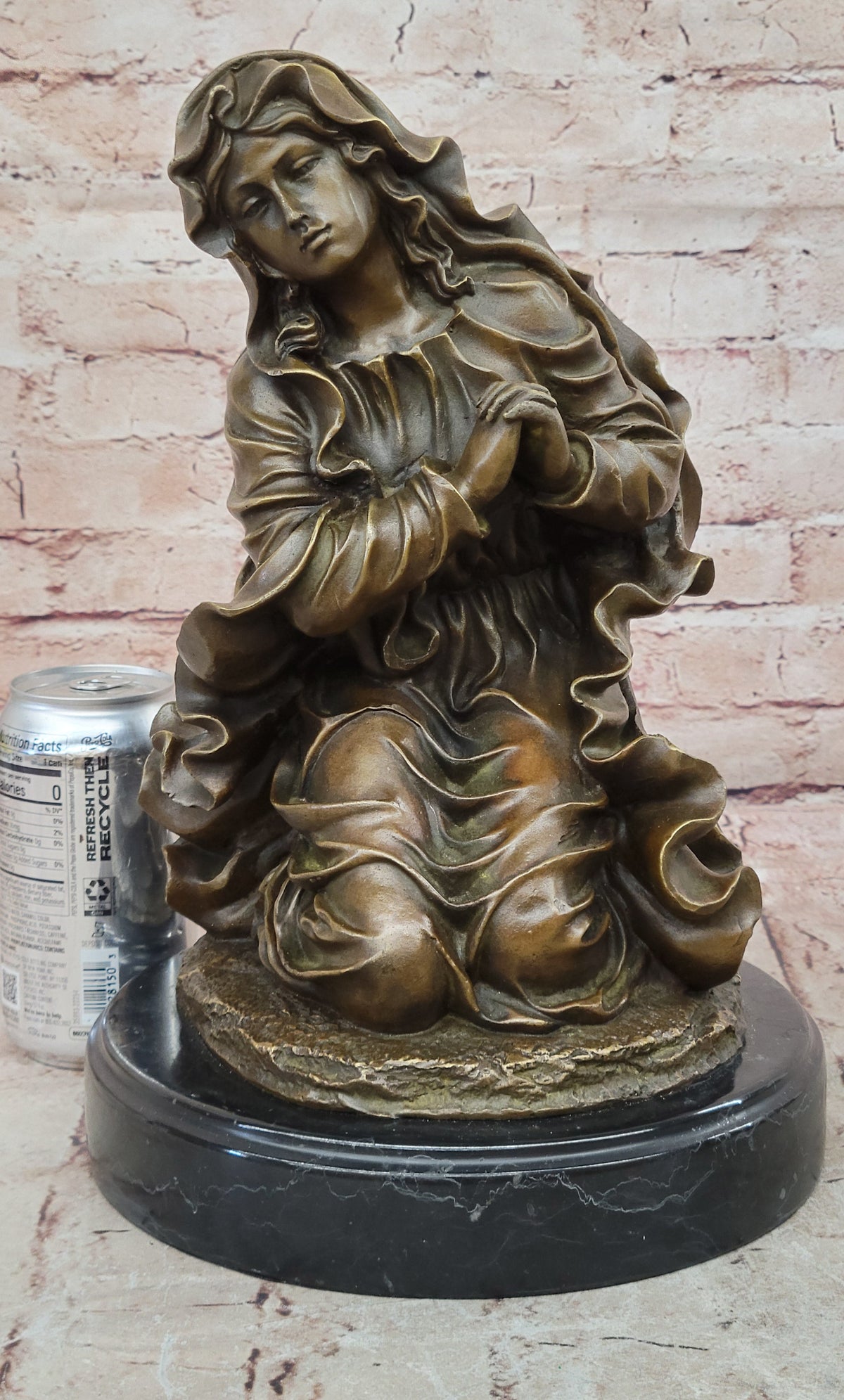 Signed Canova Virgin Mary Praying Bronze Sculpture