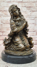 Signed Canova Virgin Mary Praying Bronze Sculpture