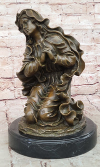 Signed Canova Virgin Mary Praying Bronze Sculpture