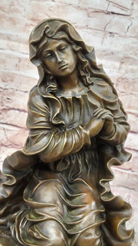 Signed Canova Virgin Mary Praying Bronze Sculpture