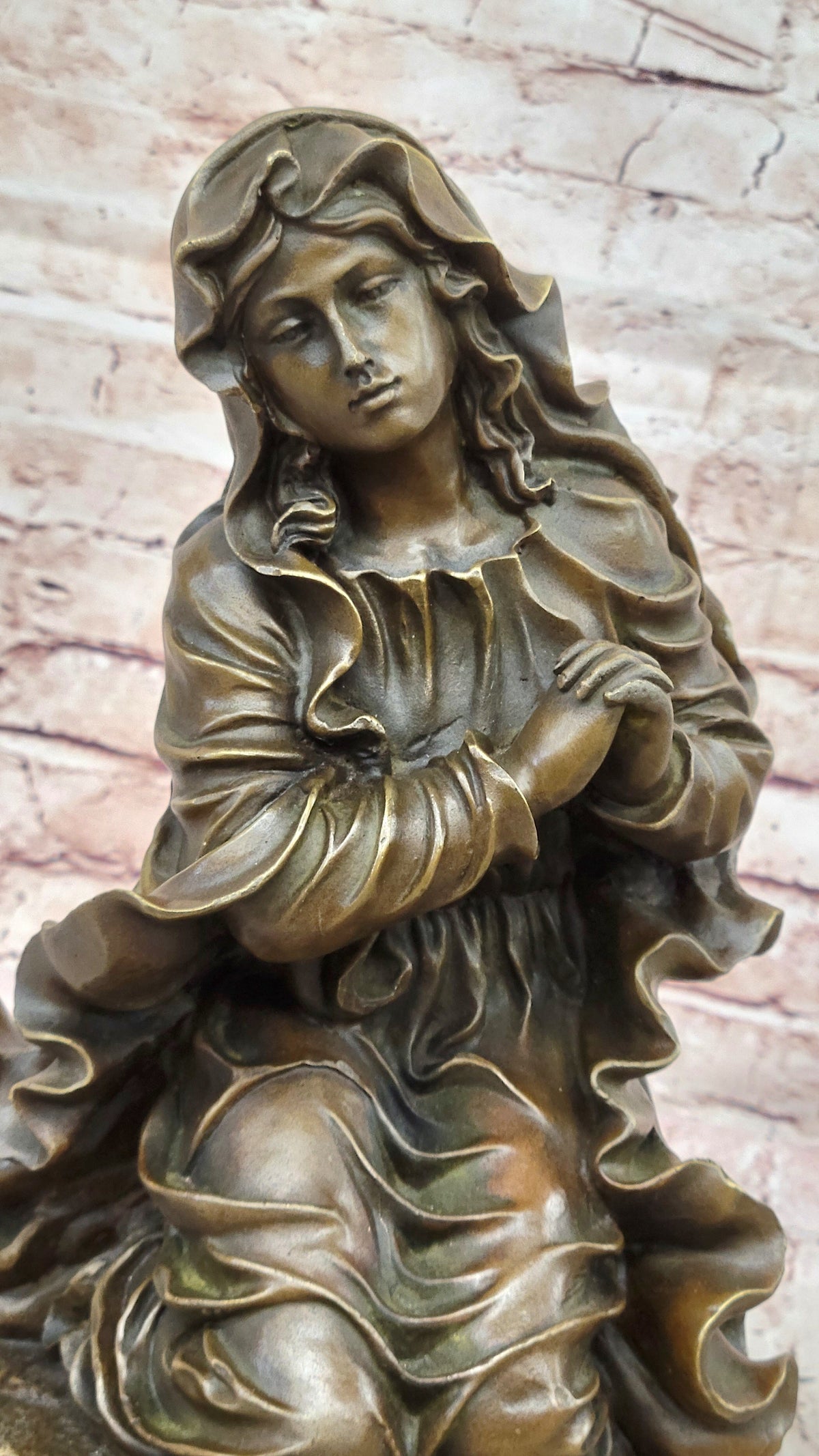 Signed Canova Virgin Mary Praying Bronze Sculpture