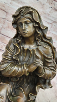 Signed Canova Virgin Mary Praying Bronze Sculpture