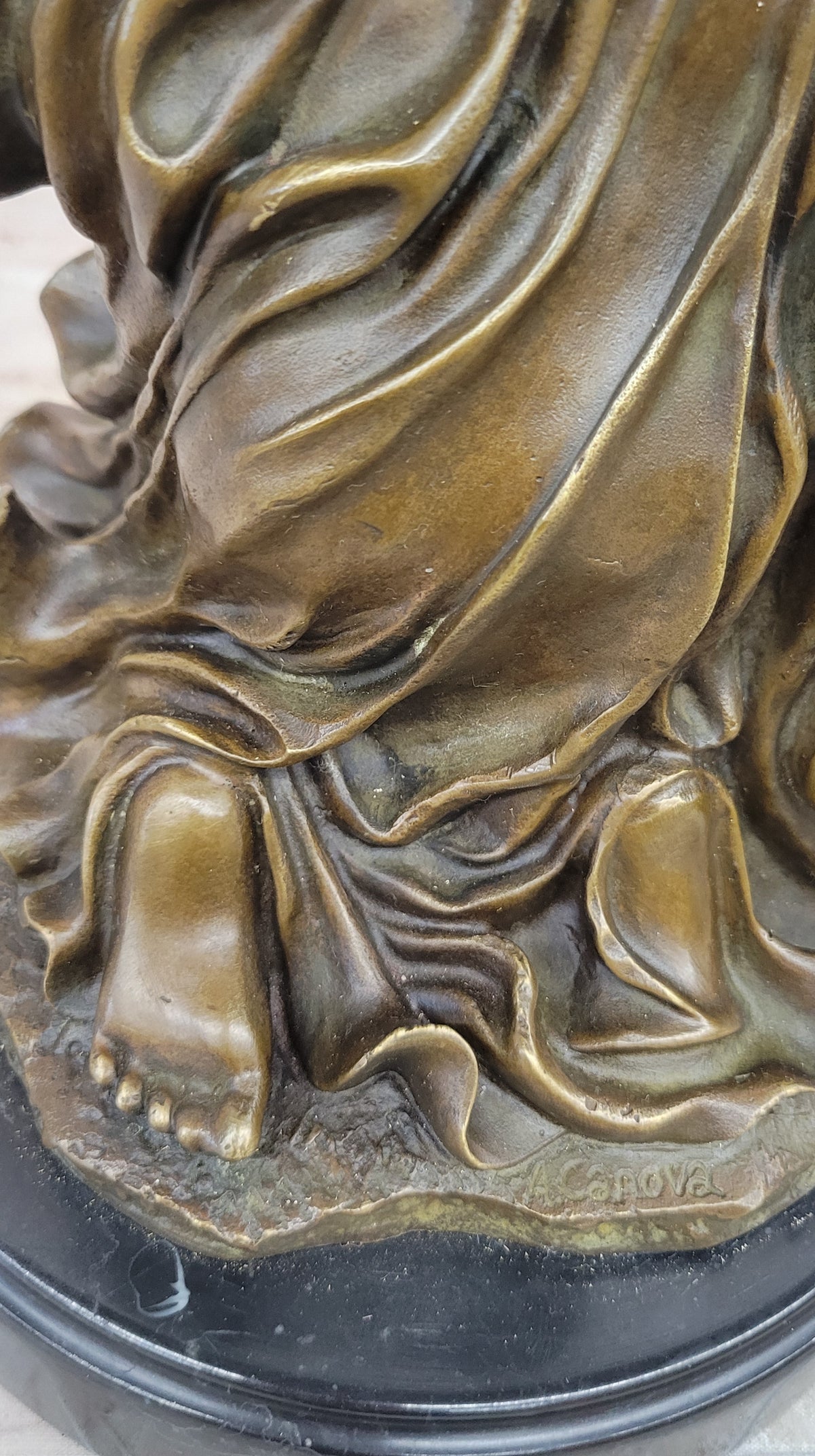 Signed Canova Virgin Mary Praying Bronze Sculpture