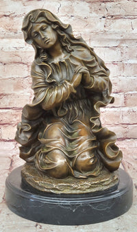 Signed Canova Virgin Mary Praying Bronze Sculpture