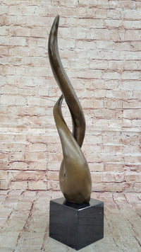 Signed Milo Twisted Flame Modern Abstract Bronze Sculpture