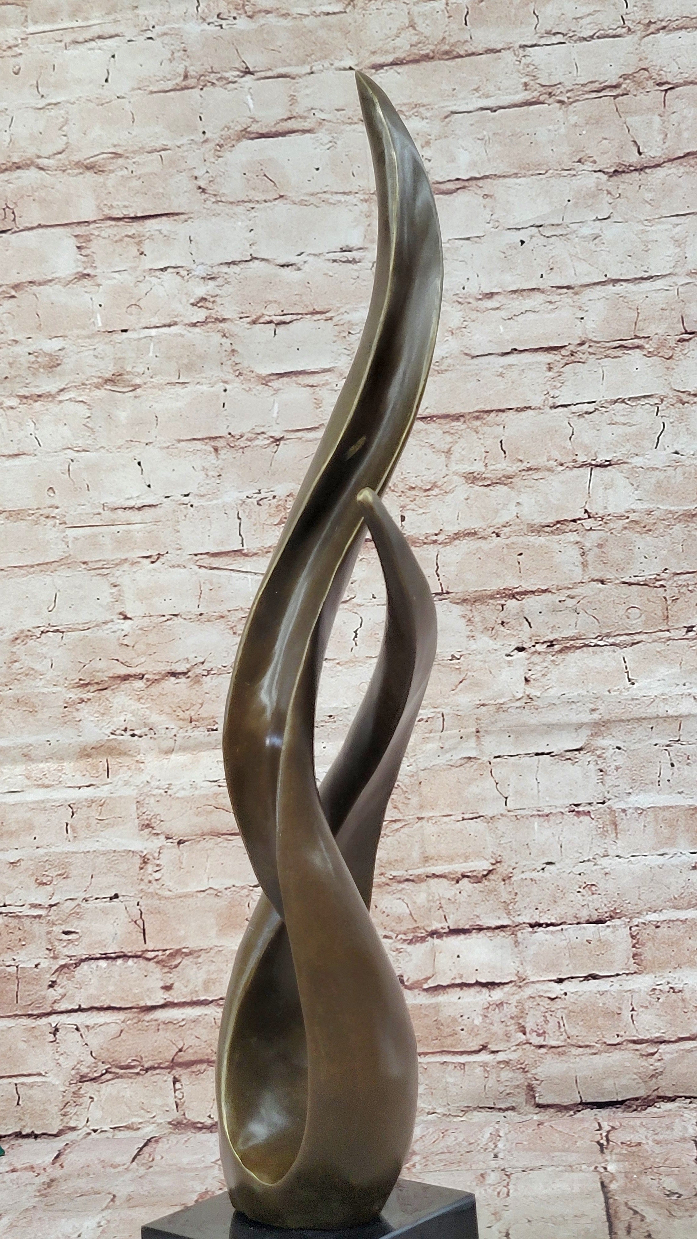 Signed Milo Twisted Flame Modern Abstract Bronze Sculpture