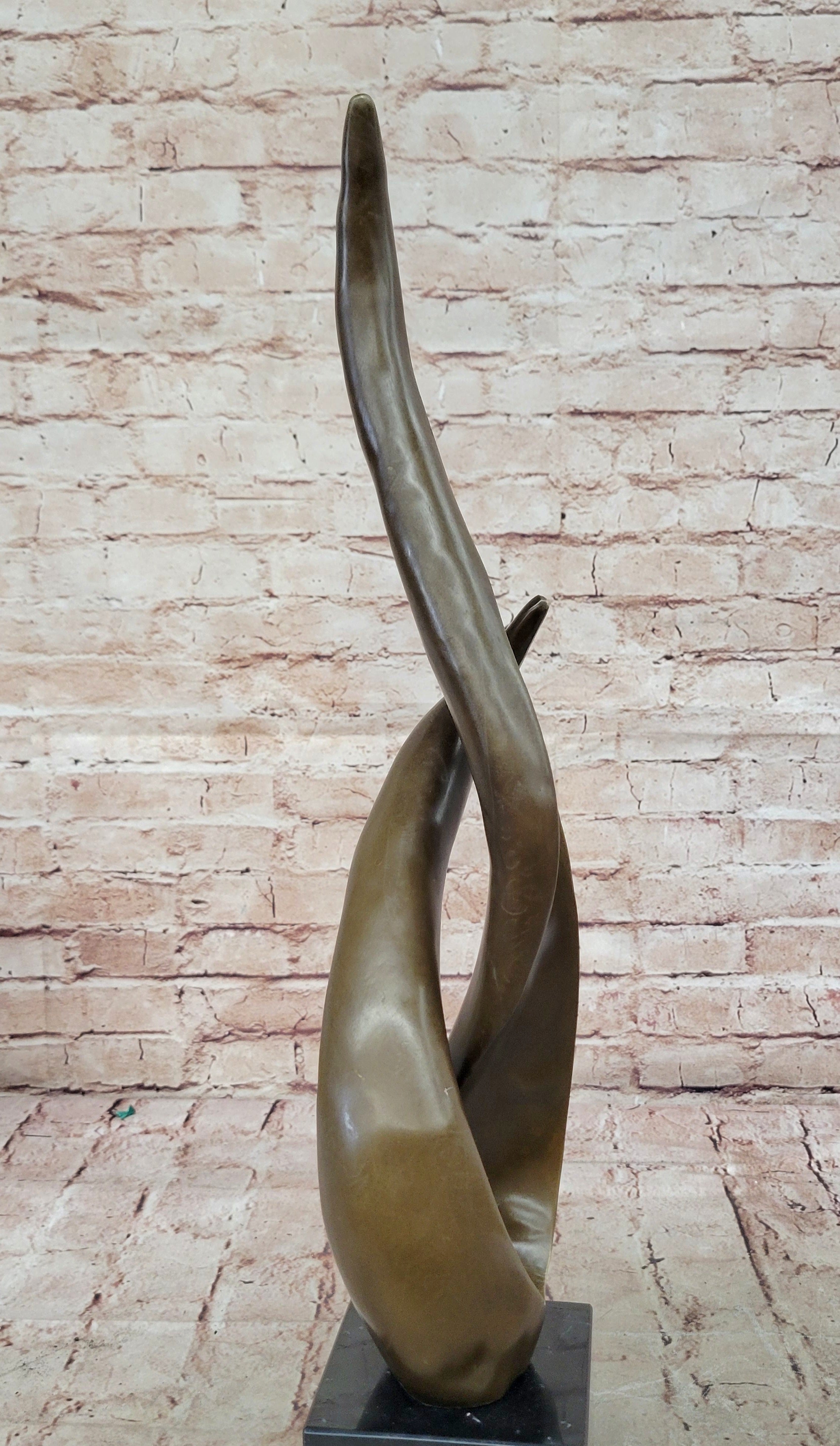 Signed Milo Twisted Flame Modern Abstract Bronze Sculpture