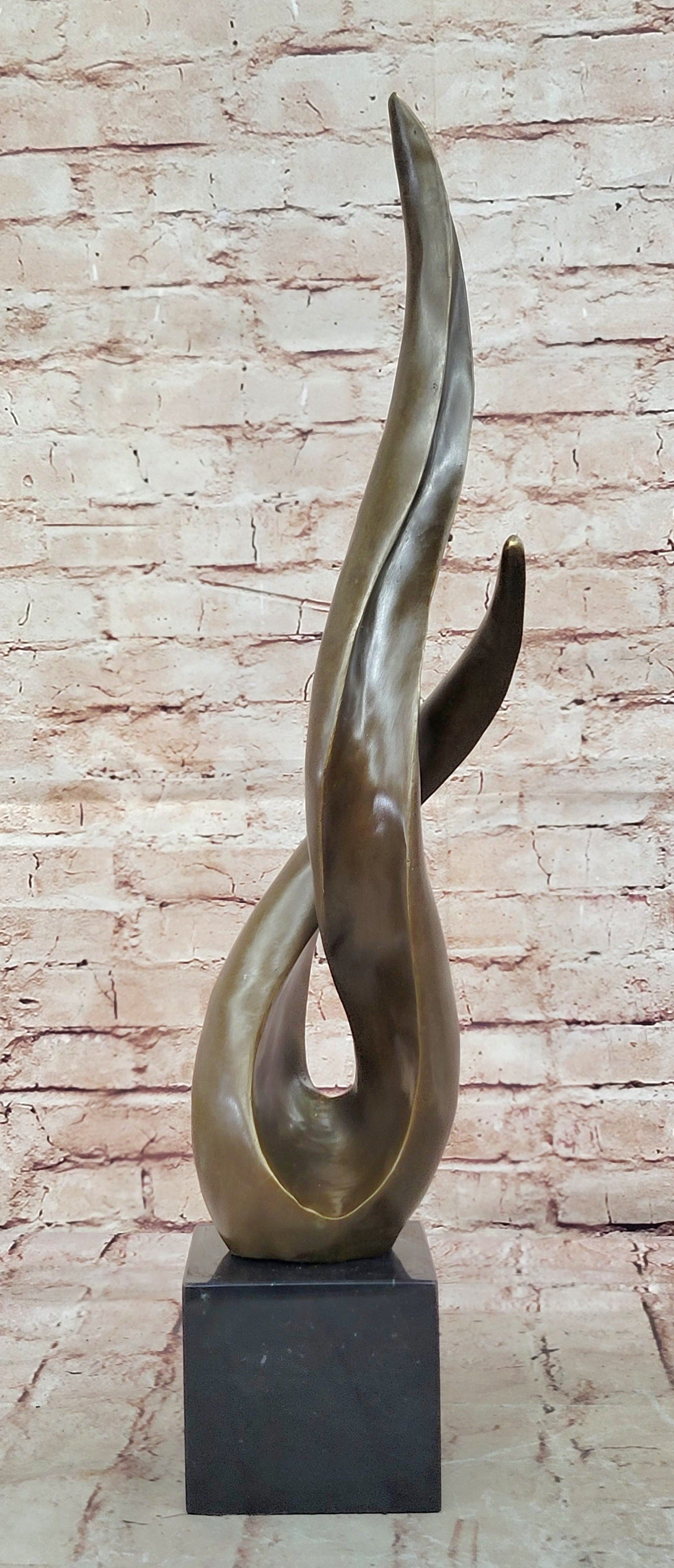 Signed Milo Twisted Flame Modern Abstract Bronze Sculpture