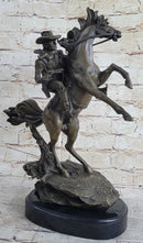 Country Western Cowboy Gunslinger on Horseback Bronze Sculpture