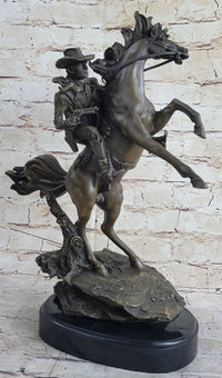 Country Western Cowboy Gunslinger on Horseback Bronze Sculpture