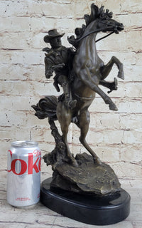 Country Western Cowboy Gunslinger on Horseback Bronze Sculpture