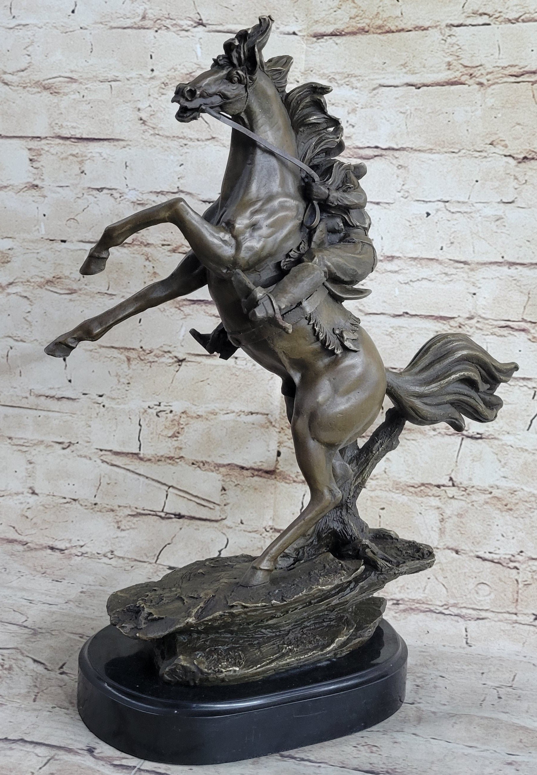 Country Western Cowboy Gunslinger on Horseback Bronze Sculpture