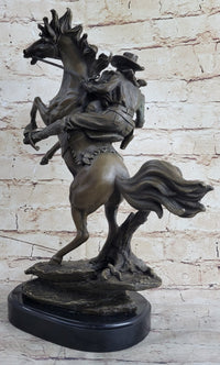 Country Western Cowboy Gunslinger on Horseback Bronze Sculpture