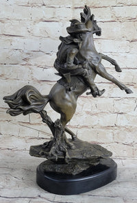 Country Western Cowboy Gunslinger on Horseback Bronze Sculpture