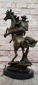 Country Western Cowboy Gunslinger on Horseback Bronze Sculpture