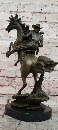 Country Western Cowboy Gunslinger on Horseback Bronze Sculpture