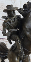 Country Western Cowboy Gunslinger on Horseback Bronze Sculpture