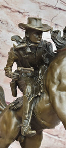 Country Western Cowboy Gunslinger on Horseback Bronze Sculpture