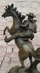 Country Western Cowboy Gunslinger on Horseback Bronze Sculpture