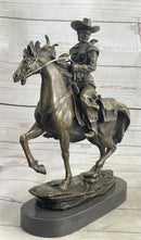 Miniature Bronze Cowboy on Horseback 14" x 7" Marble Base