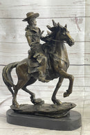 Miniature Bronze Cowboy on Horseback 14" x 7" Marble Base