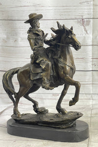 Miniature Bronze Cowboy on Horseback 14" x 7" Marble Base