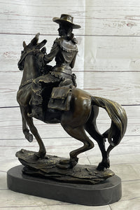 Miniature Bronze Cowboy on Horseback 14" x 7" Marble Base