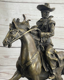 Miniature Bronze Cowboy on Horseback 14" x 7" Marble Base
