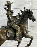 Miniature Bronze Cowboy on Horseback 14" x 7" Marble Base