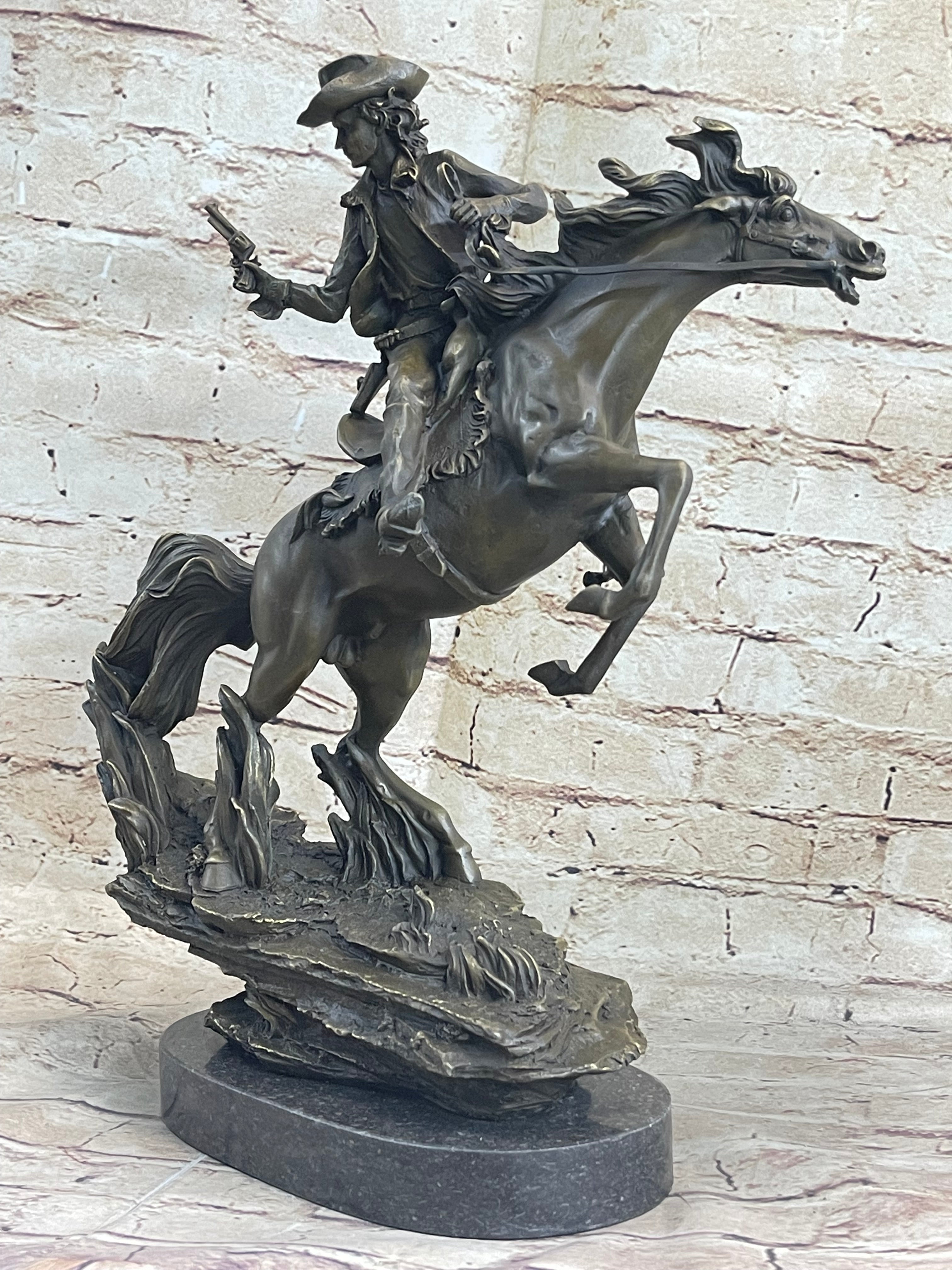 Kamiko Outlaw Wild West Bronze Marble Base Sculpture