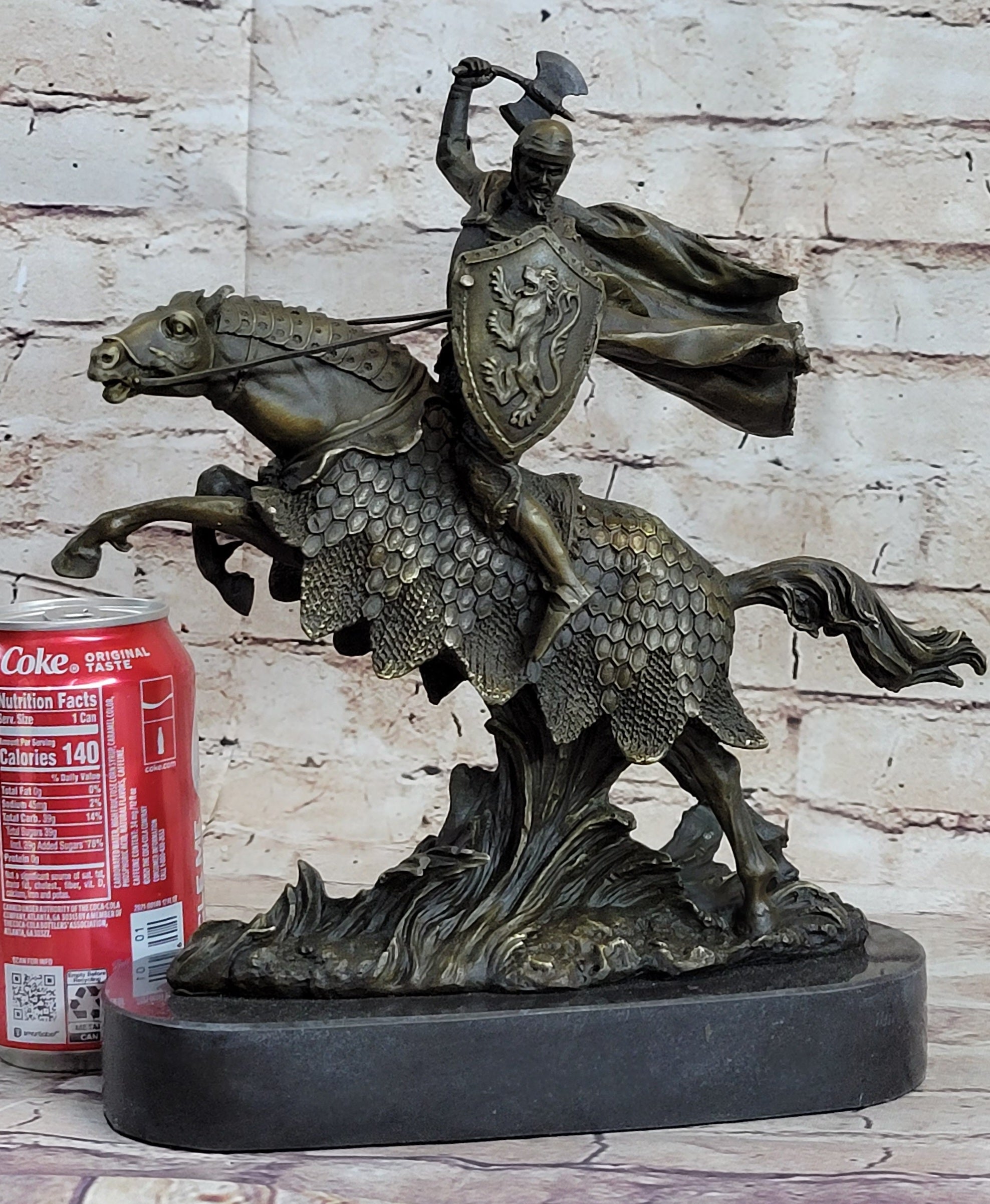 European Knight on Horseback Bronze Sculpture by Kamiko